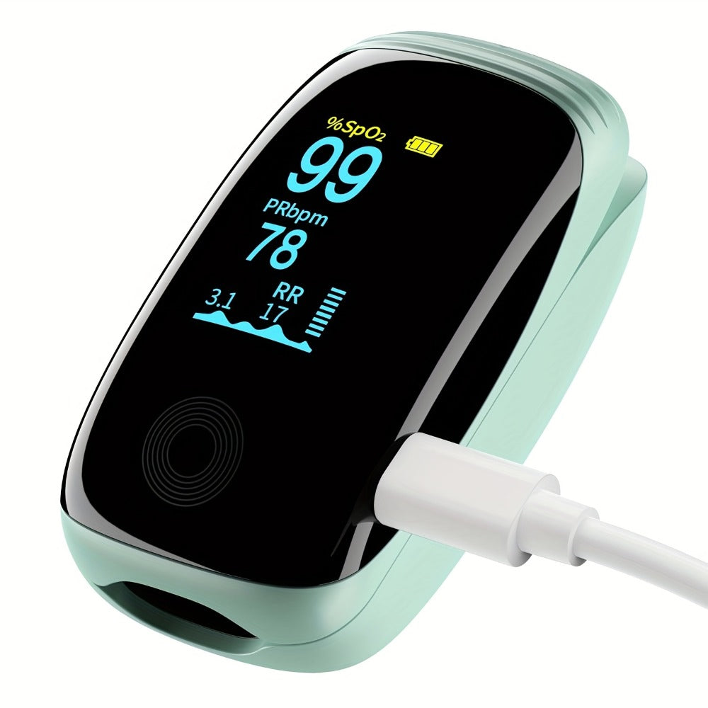 Finger Pulse Oximeter Fingertip Blood Oxygen Saturation SpO2 Monitor with Lanyard FDA Cleared for Sport Aviation Home Use White Green Black Pink Blue