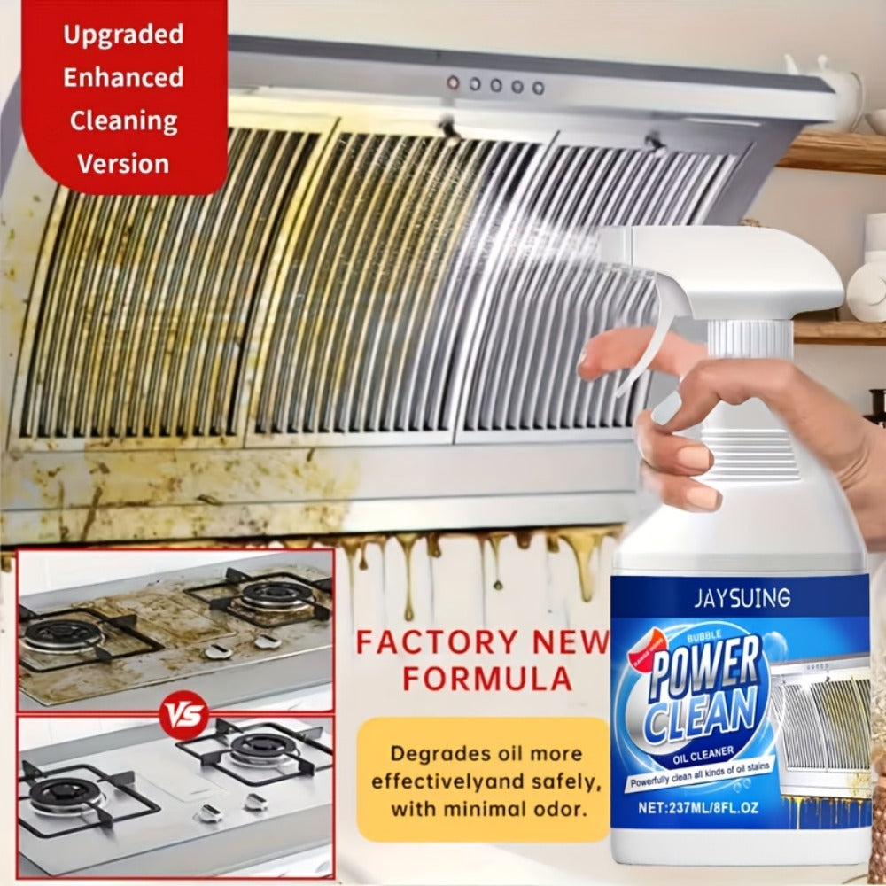 Kitchen Degreaser Spray Bubble Cleaner 237ml, Heavy Duty Grease Remover with Lemon Scent and Baking Soda Formula for Oven Stove Sink Countertop Range Hood Dishwasher Oil Stain Removal