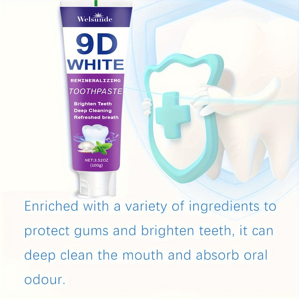 Remineralizing Toothpaste 4-Pack ¨C 9D Purple Hypoallergenic Formula with Essential Oils, 400g Deep Cleaning Whitening Toothpaste for Sensitive Teeth, Gentle Gum Care & Fresh Breath, Daily Home & Travel Oral Hygiene