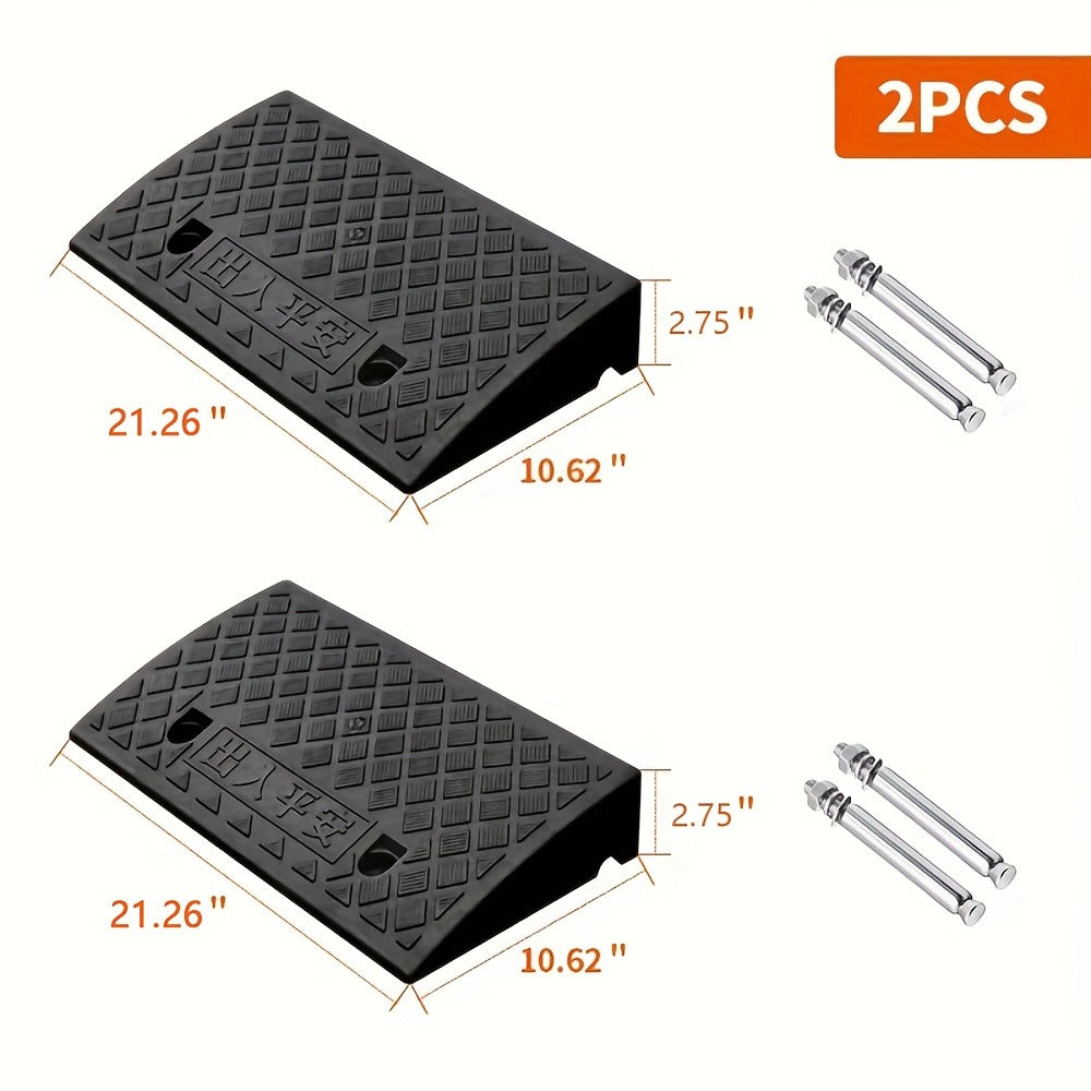 Curb Ramp 2-Pack Portable Heavy Duty Plastic Threshold Ramp Set ¨C Lightweight, Non-Slip, for Low Floor Vehicles, Motorcycles, Wheelchairs, Driveway & Lane Loading ¨C Multiple Height Options (1.18¡± / 2.75¡±)
