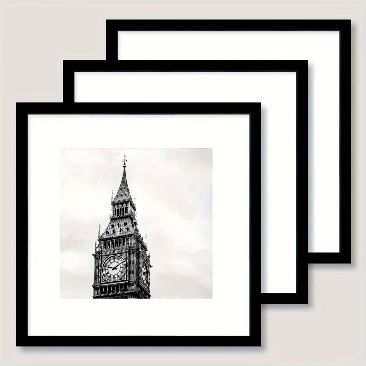 Square Photo Frames Set of 3, Black White 8x8 12x12 Inch Wall Hanging Picture Frames for Living Room Hallway Gallery Wall, Holiday Gift for Friends Family Home Decor
