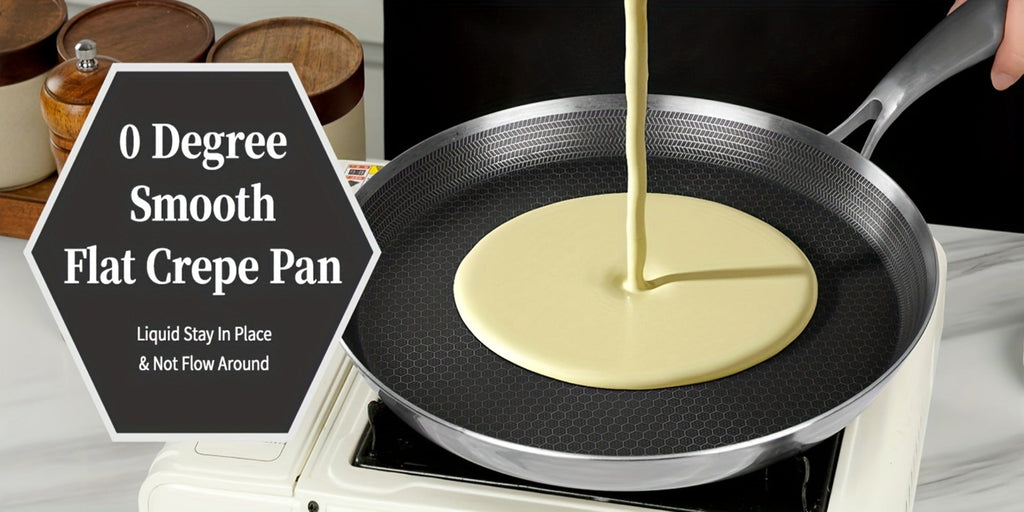 Stainless Steel Crepe Pan 11 Inch Dual Honeycomb Non-Stick PFOA-Free with Lid ¨C Triply Steel Pancake Griddle for Tortillas | Induction Gas Electric Ceramic Compatible Home Camping BBQ Cookware