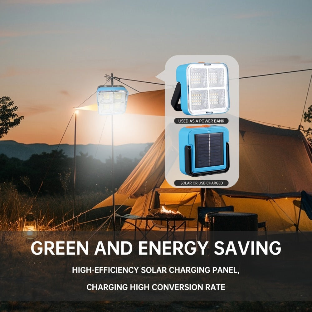 Solar Camping Lantern Ultra-Bright 4 Adjustable Modes ¨C Solar & USB Rechargeable Multifunctional Searchlight with Bracket & Hook for Camping, Hiking, Emergency & Outdoor Use