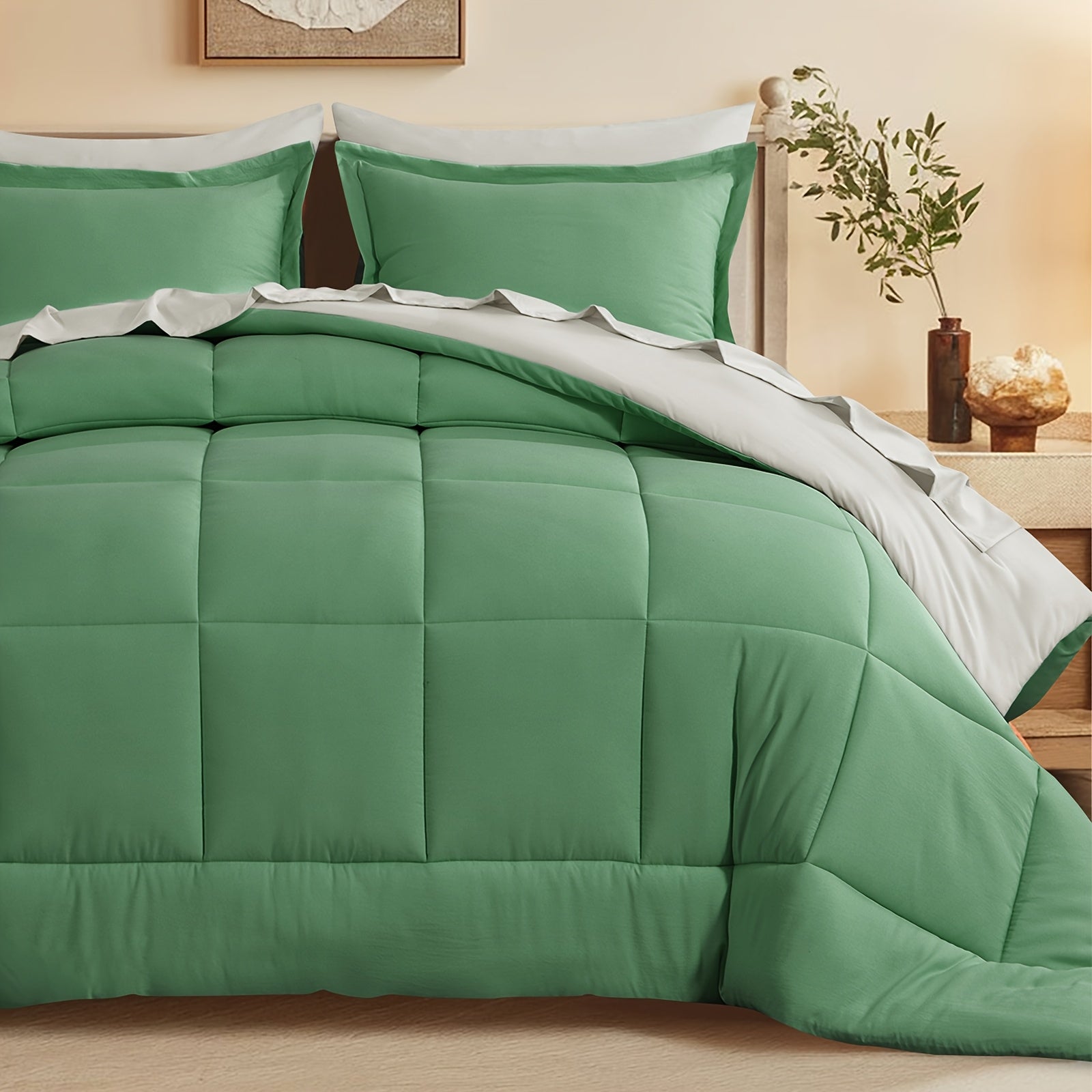 7 Piece Comforter Set Luxury Soft Fluffy Bedding All Season Bed in a Bag with Comforter Fitted Sheet Flat Sheet Pillowcases Hypoallergenic Breathable Easy Care Queen King Twin XL Full