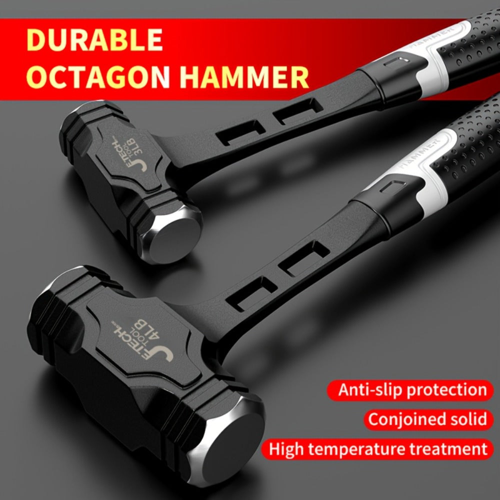 Octagonal Hammer High Carbon Steel Heavy Duty Sledge Hammer with Non-Slip Grip Handle, Rust-Proof Head for Demolition Construction Masonry Driving Stakes Outdoor Indoor Home Use (2/3/4 lb)