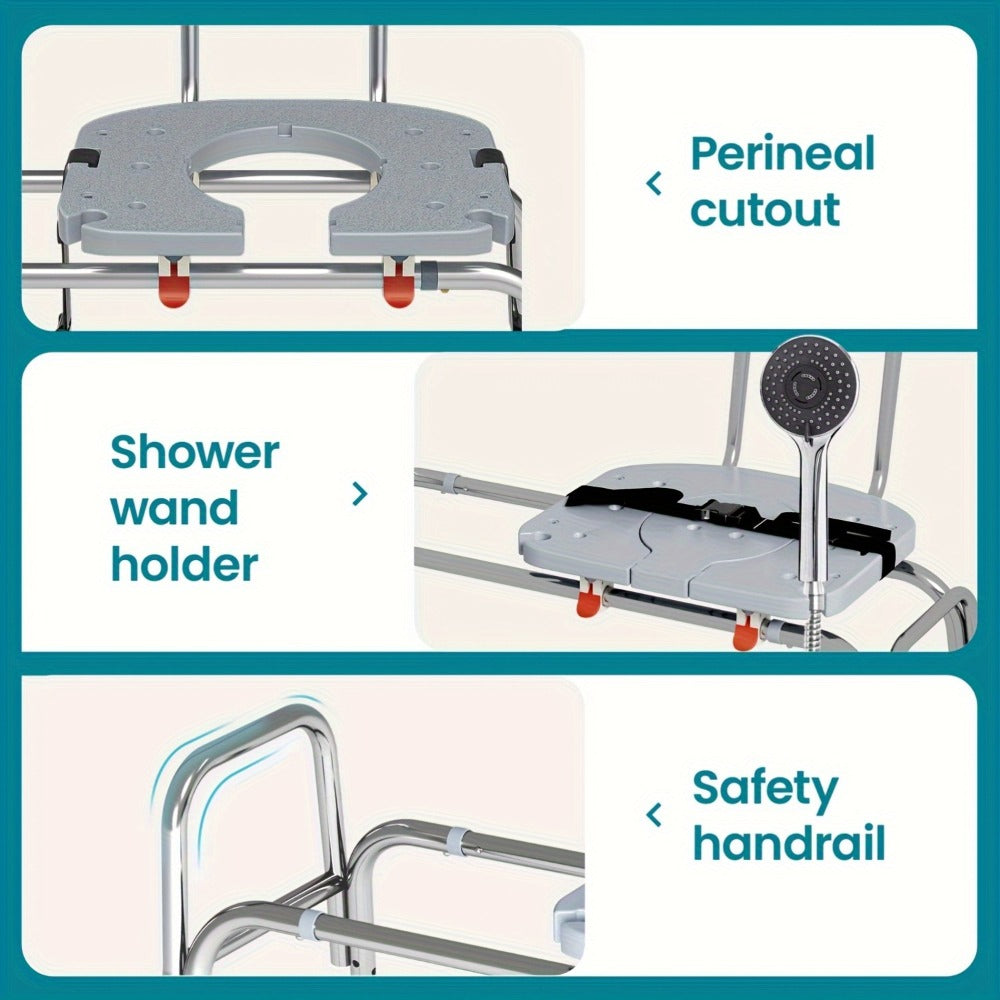 Shower Chair for Elderly Heavy Duty 400 lbs Transfer Bench with Safety Belt Non-Slip Adjustable Height Tool-Free Assembly Bath Seat for Disabled Recovery Seniors 39 Inch Extra Long Shower Bench Bathtub Transfer Chair