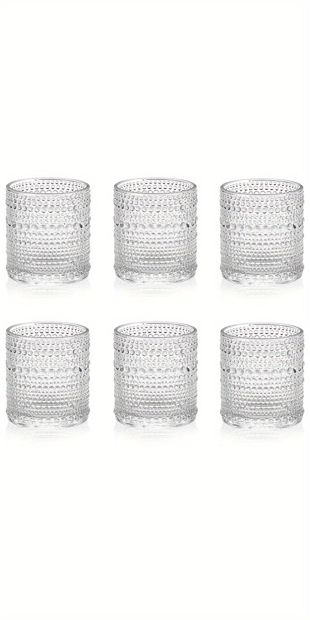 Hobnail Drinking Glasses Set of 6 ¨C 13 Oz Large Clear Glass Cups for Water, Wine & Cocktails