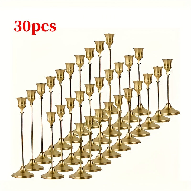 Copper Plated Candlestick Holders Bulk Set ¨C Retro Minimalist Taper Candle Holders for Wedding Birthday Christmas Dining Table Fireplace Decor