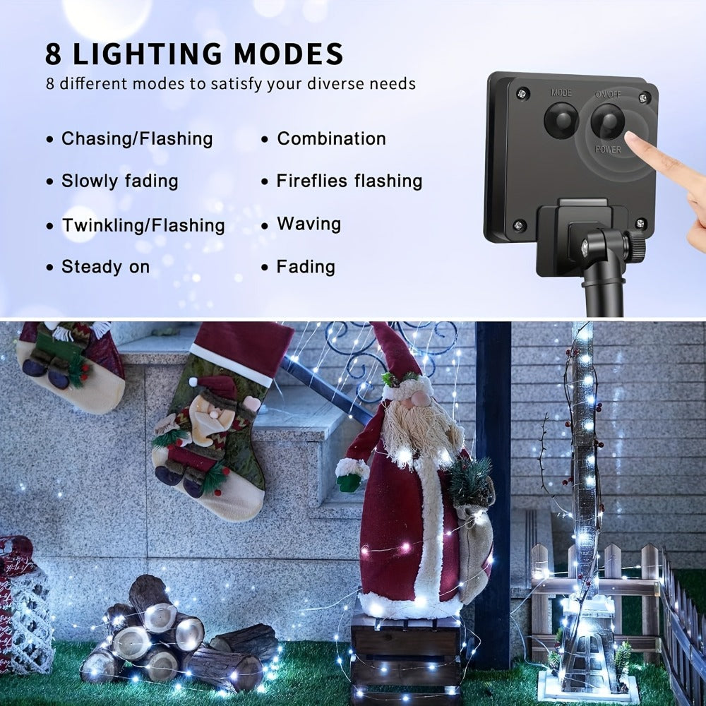 Solar Fairy String Lights Outdoor ¨C 110 LED Copper Wire Solar Twinkle Lights with 8 Modes & Touch Control for Christmas Tree, Garden, Patio, Wedding & Party ¨C 2, 4 or 8 Pack