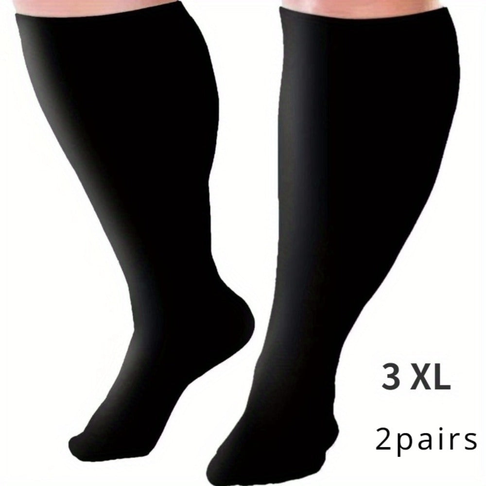 Plus Size Compression Socks 2 Pairs High Elasticity Sports Fitness Oversized Socks for Men Women 2XL 3XL 4XL 5XL 6XL 7XL Running Athletic Support