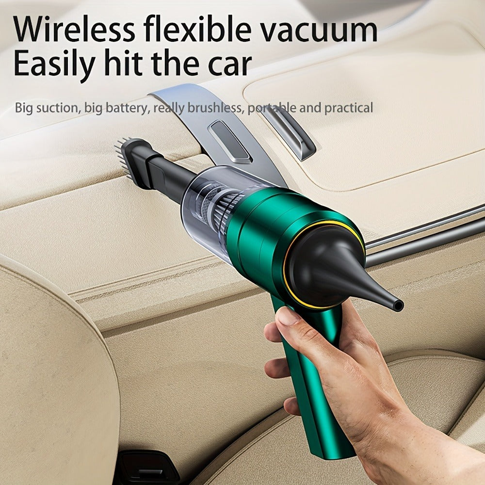 Mini Handheld Vacuum Cordless 4-in-1 Rechargeable | Portable Car Vacuum Cleaner & Air Blower & Hand Pump ¨C Dust Buster for Keyboard, Car Interior, Inflate & Deflate, Green