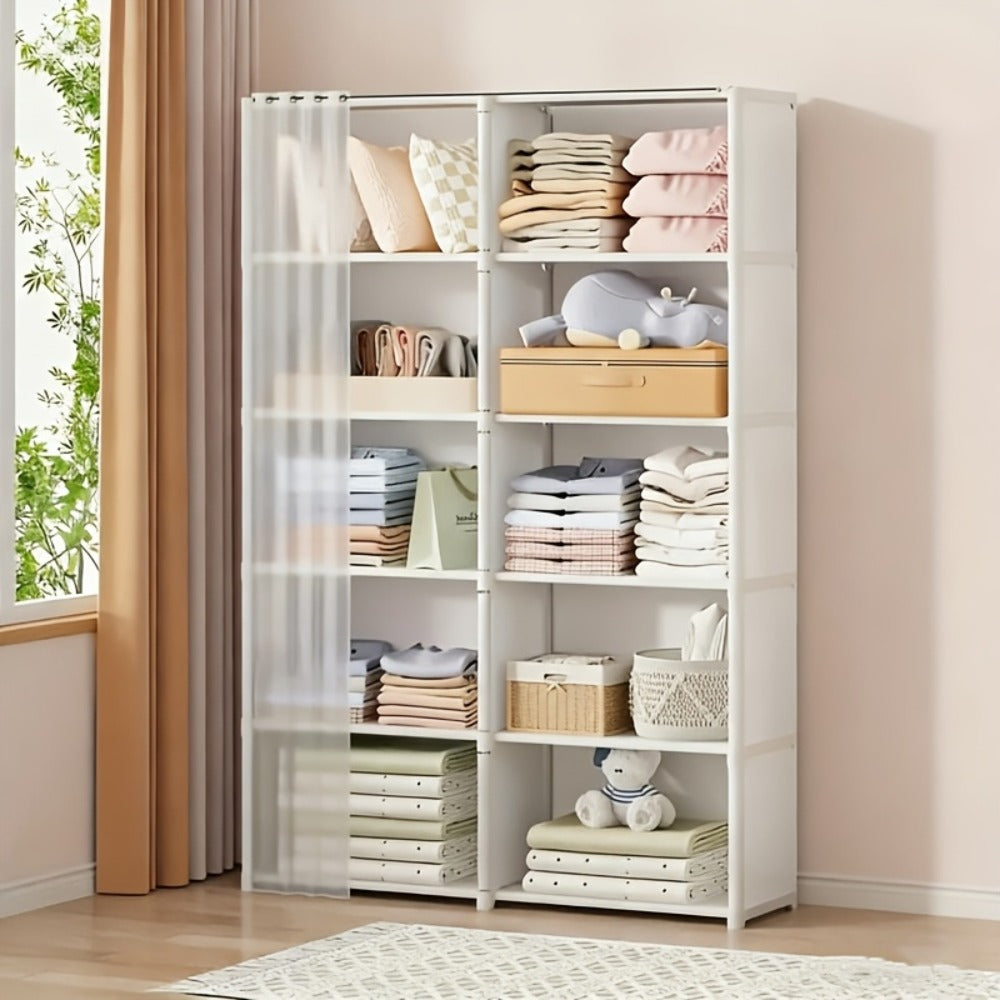6-Tier Storage Rack Shelving Unit 15.75 Inch | Multi-Purpose Dust-Proof Organizer for Closet, Bedroom, Office & Dorm - Easy Assembly Clothing Bookshelf Utility Rack, Single & Double Row, Black & White