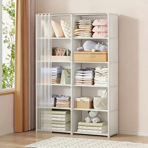 6-Tier Storage Rack Shelving Unit 15.75 Inch | Multi-Purpose Dust-Proof Organizer for Closet, Bedroom, Office & Dorm - Easy Assembly Clothing Bookshelf Utility Rack, Single & Double Row, Black & White