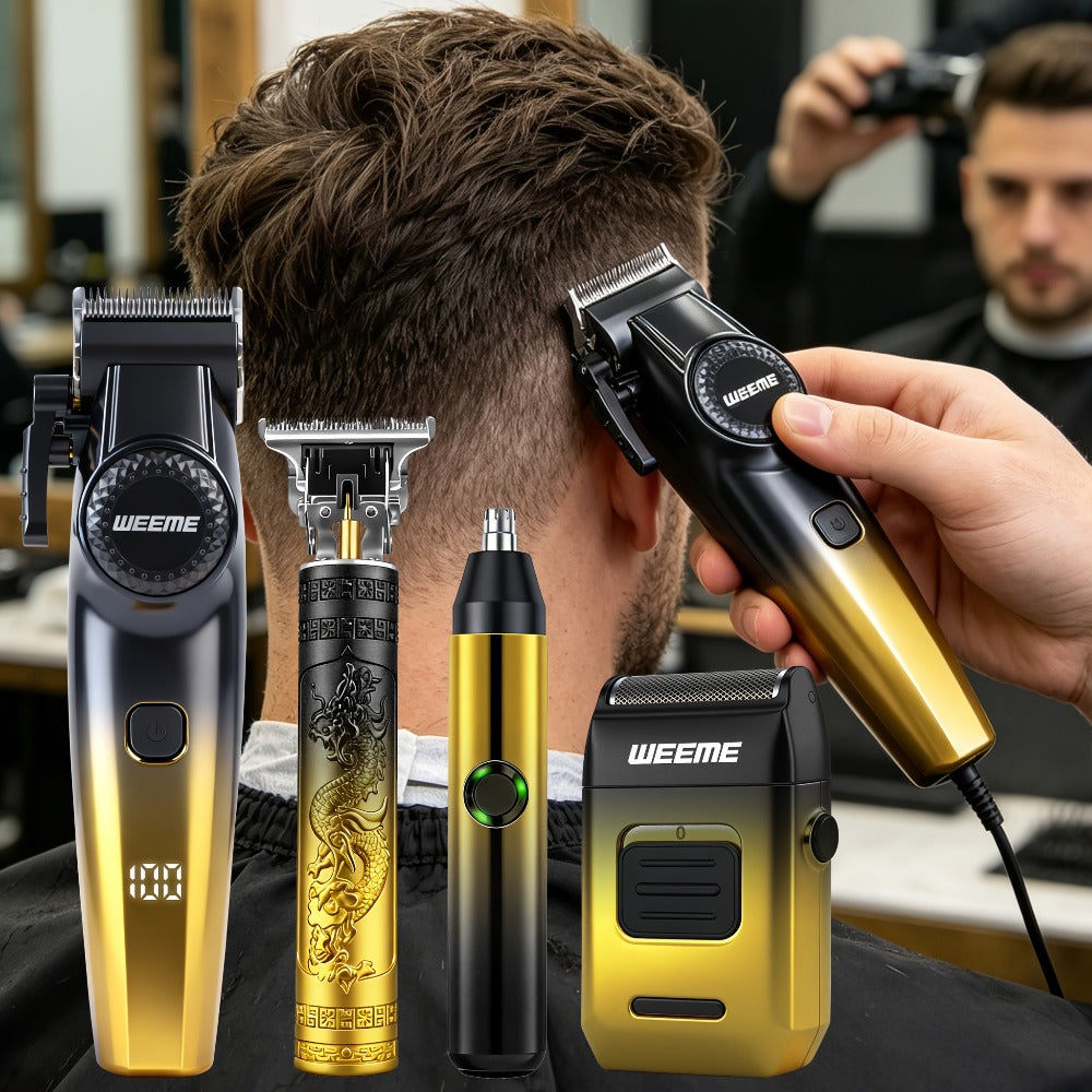 Men's Grooming Gift Box Set ¨C Dragon & Phoenix Design, 2/4pcs Kit with Shaver, Hair Clipper, Nose Hair Remover & T9 Detail Trimmer for Shaving, Hair Cutting & Nose Hair Removal