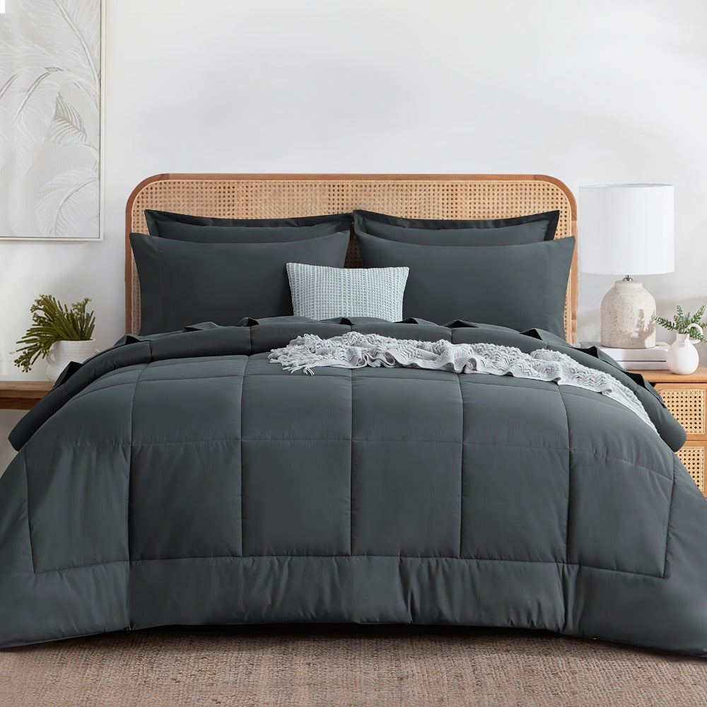 7 Piece Comforter Set Luxury Soft Fluffy Bedding All Season Bed in a Bag with Comforter Fitted Sheet Flat Sheet Pillowcases Hypoallergenic Breathable Easy Care Queen King Twin XL Full