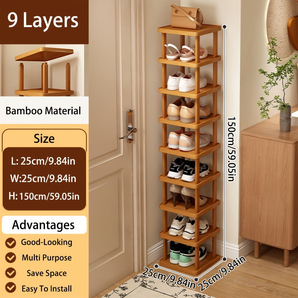 Bamboo Shoe Rack 6 or 9 Tier ¨C Space-Saving Wood Grain Shoe Organizer, Easy Assembly Freestanding Shoe Shelf for Entryway, Living Room, Bedroom & Dorm