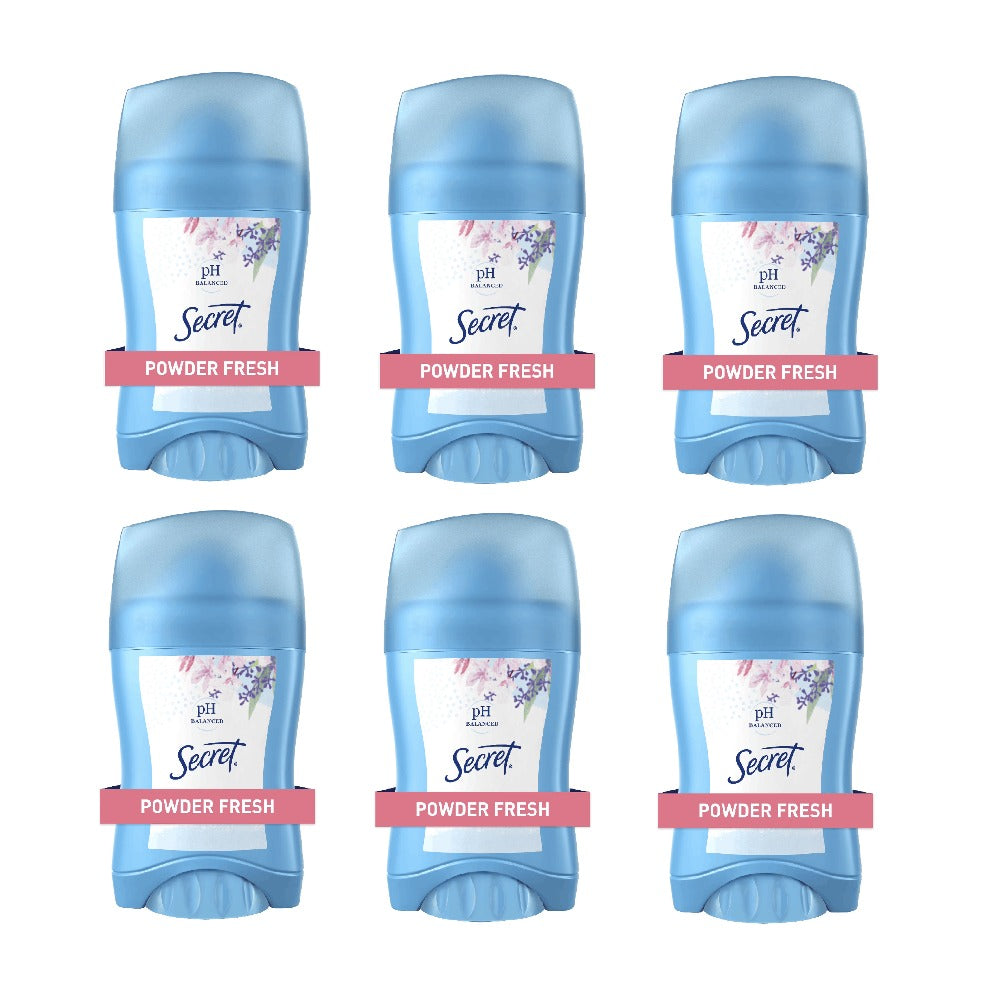 Secret Powder Fresh Antiperspirant Deodorant 1.7 oz ¨C 6 Pack, 48H Odor & Sweat Protection, Invisible Solid, Soft Powder Scent, Dermatologist Tested, Daily Underarm Protection for Women