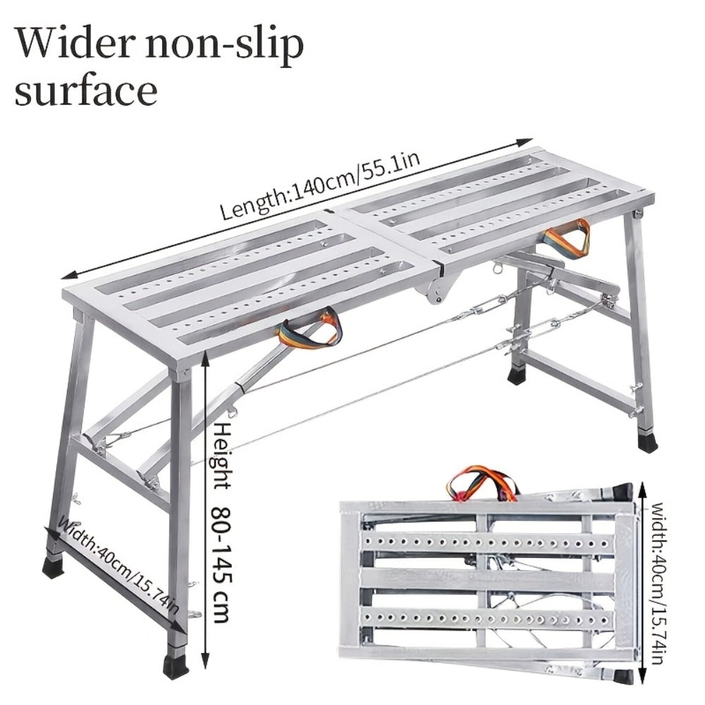 Folding Scaffold Step Stool Adjustable Height 39-79¡± Portable Steel Work Platform 1300 lb Capacity for Home Renovation Painting Car Washing RV Cleaning