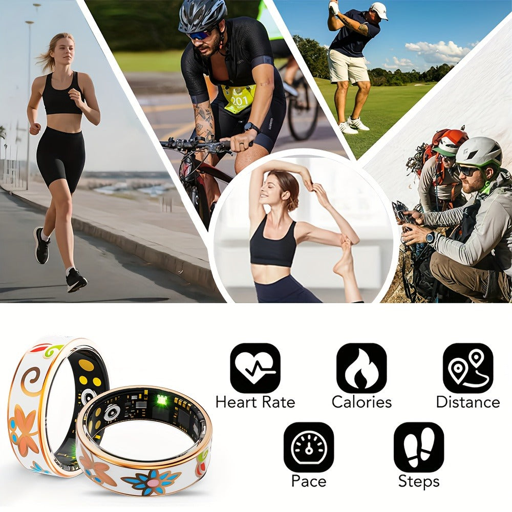 Women's Smart Ring Fitness & Sleep Tracker ¨C Step, Distance & Calorie Monitor, IP68 Waterproof, Bluetooth 5.3, iOS & Android, Elegant Daily Accessory, Gift for Mom & Girlfriend