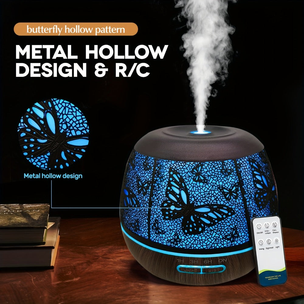 Essential Oil Diffuser 400ml Large Capacity Metal Aromatherapy Diffuser with Remote Control 7 Color LED Light Humidifier for Bedroom Home Decor Gift Owl Skull Dragonfly Design