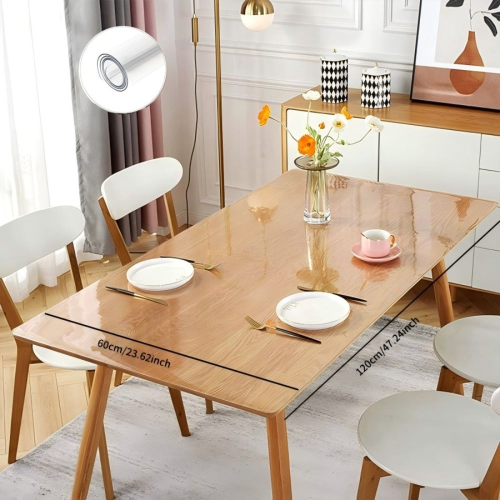 Clear PVC Tablecloth Table Protector 1.5mm Thick Transparent Table Cover Heat Resistant Scratch Resistant Waterproof Desk Mat for Dining Table Home Office Restaurant Coffee Table Multiple Sizes