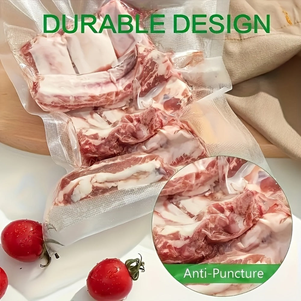 Micro Perforated Food Storage Bags 100 Pack - Breathable Ventilated Produce Bags for Fruits Vegetables Meat and Seafood, Refrigerator Fresh Keeping Bags for Longer Freshness, Available in 7 Sizes