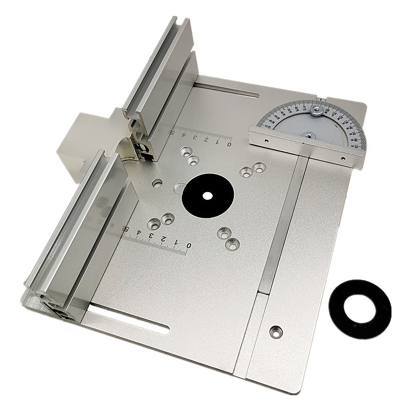 Aluminum Router Table Insert Plate with Fence & Miter Gauge - Precision Woodworking Tool, Dual Function Design, No Electricity Required, Compatible with Standard Router Tables for DIY & Cabinet Making