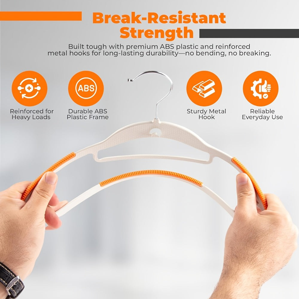 Non-Slip Clothes Hangers 50 Pack with 8 Clasps - Heavy Duty Space Saving Velvet Shoulder Strips Wardrobe Hangers for Shirts, Pants, Coats, Scarves, Wet Dry Use, Closet Organizer