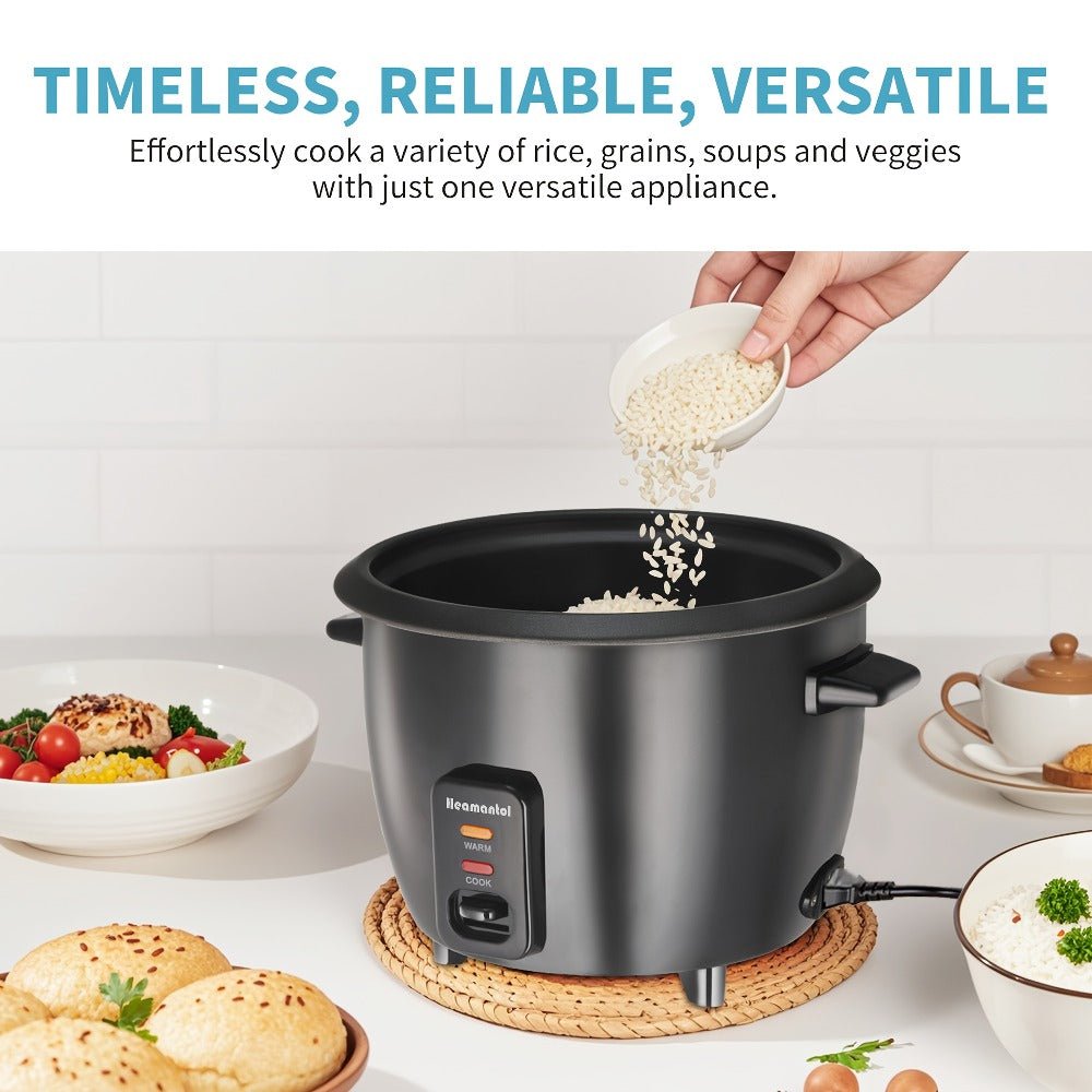 Rice Cooker & Yogurt Maker 3-Cup Nonstick ¨C 1.5Qt Multicooker with Auto Keep Warm, One-Touch Operation, Stainless Steel Inner Liner & Steamer for Grain, Oatmeal & More