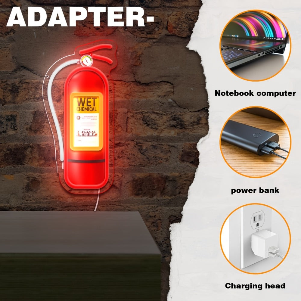 Neon Sign USB Powered Retro Wall Hanging Light - UV Reactive LED Art Decor with Switch Control for Bedroom Bar Man Cave Game Room Festival Party Decor Gas Tank Fire Extinguisher Design
