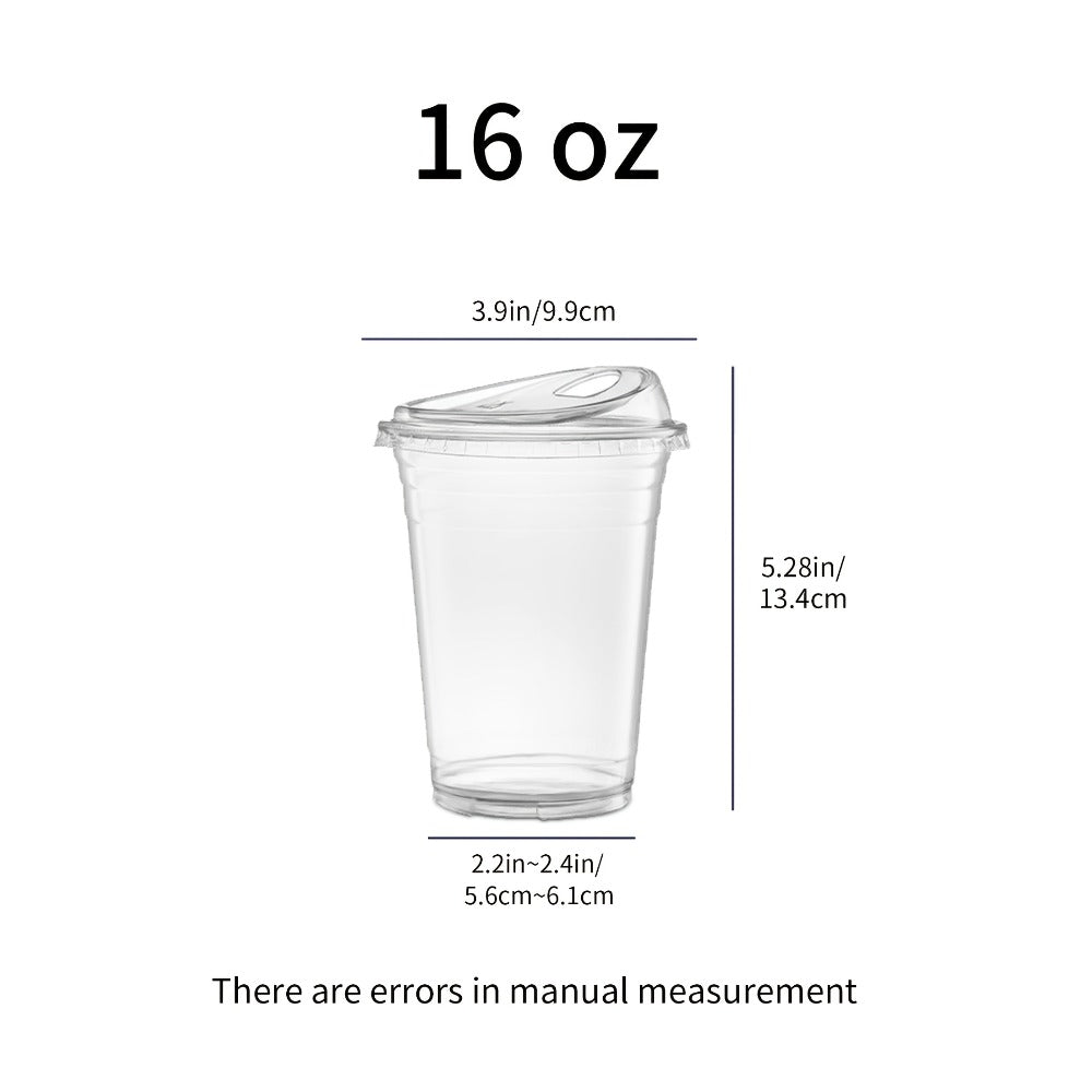 Disposable Clear PET Cups with Lids 50 Sets ¨C Transparent Plastic Cups for Coffee Smoothies Cold Drinks Parties Picnics Travel, 16oz & 20oz