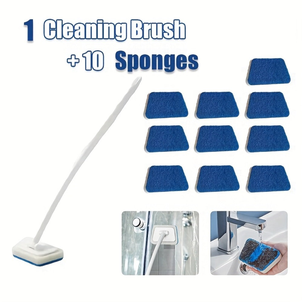 Shower Cleaning Brush Set with Replaceable Heads 7/11/16pcs - Bathtub Brush Wall Tile Brush Floor Brush Window Glass Cleaner, Detachable Decontamination Scrubber for Bathroom Shower Grout & Tub