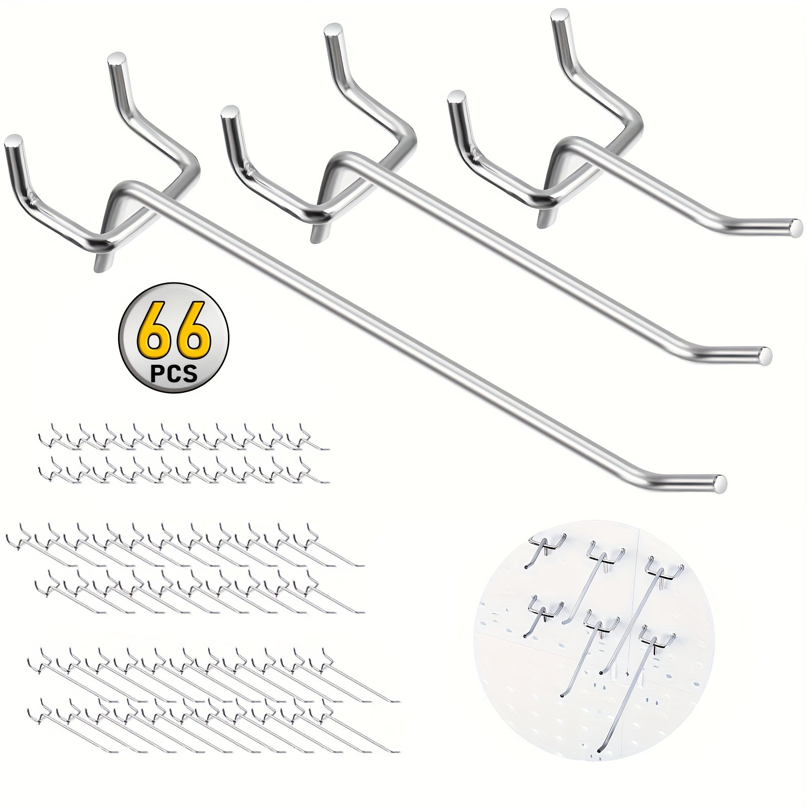 Black Metal Pegboard Wall Organizer Set with Hooks 66/100pcs, 12x24 Inch Heavy Duty Wall Mounted Pegboard Kit for Garage Workshop Tool Storage, Includes Paper Towel Holder & Workbench Accessories