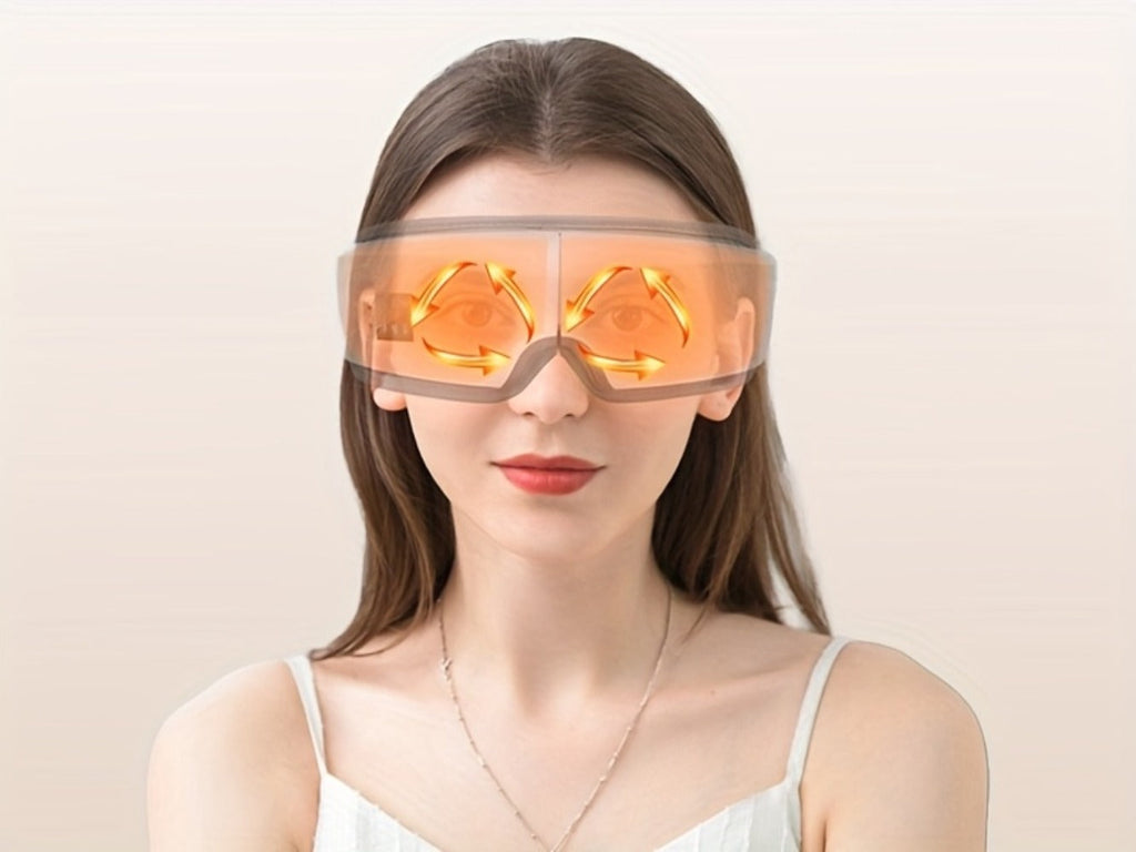 Eye Massager with Heat - 4D Intelligent Portable Eye Mask Massager with Pneumatic Compression, Vibration, Hot Compress & Music, Multiple Modes for Eye Strain Relief, Dry Eyes, Headache & Better Sleep