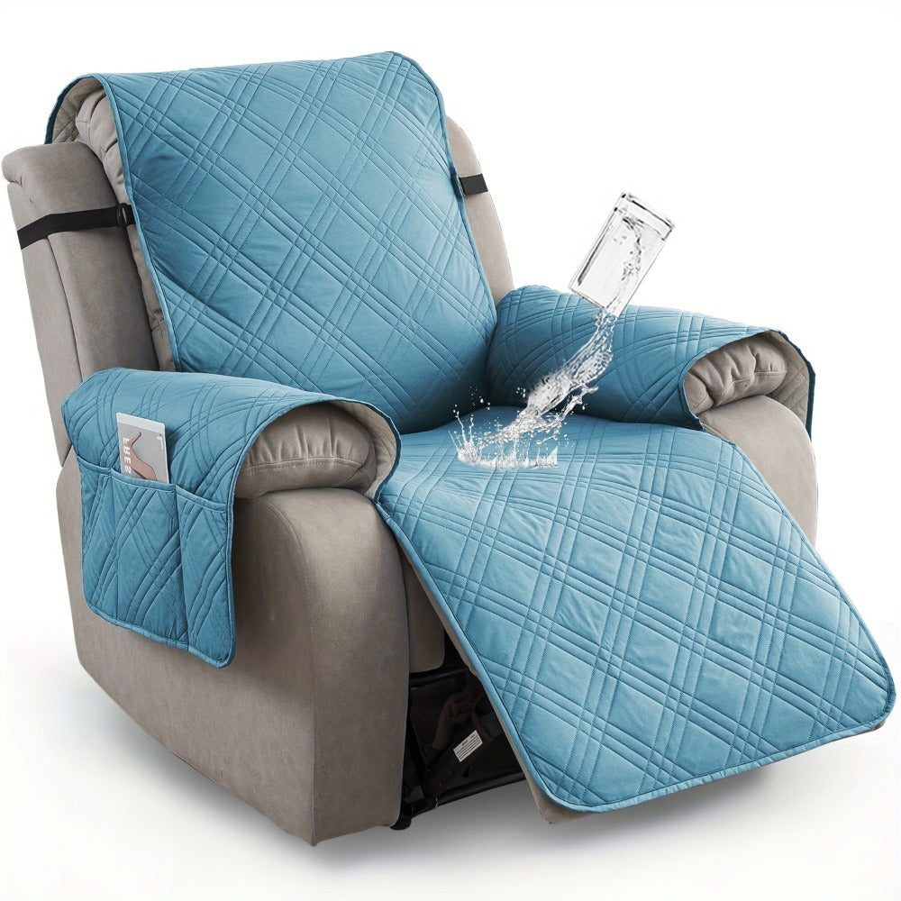 Recliner Chair Cover Waterproof Non-Slip Sofa Slipcover with Pocket Pet Scratch Resistant Washable Furniture Protector for Living Room Multiple Colors