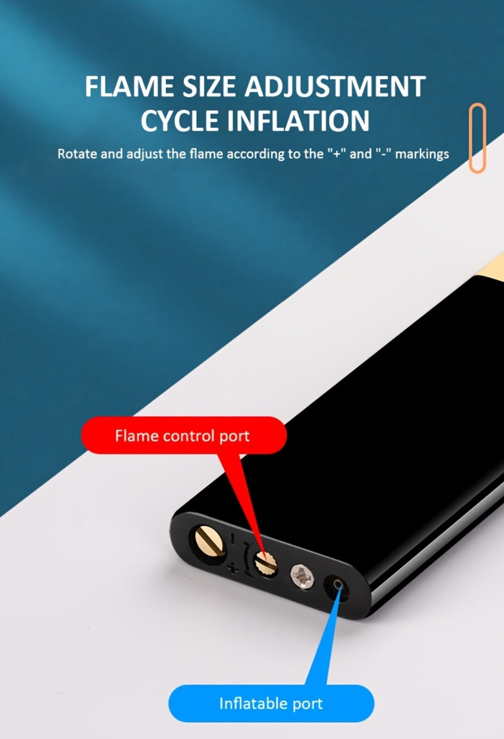 Ultra-Thin Refillable Butane Lighter - Slim Pocket Lighter with Wheel Ignition, Adjustable Open Flame, Windproof Gas Lighter for Kitchen, Candles & Outdoor Use, Unisex Design (Butane Not Included)