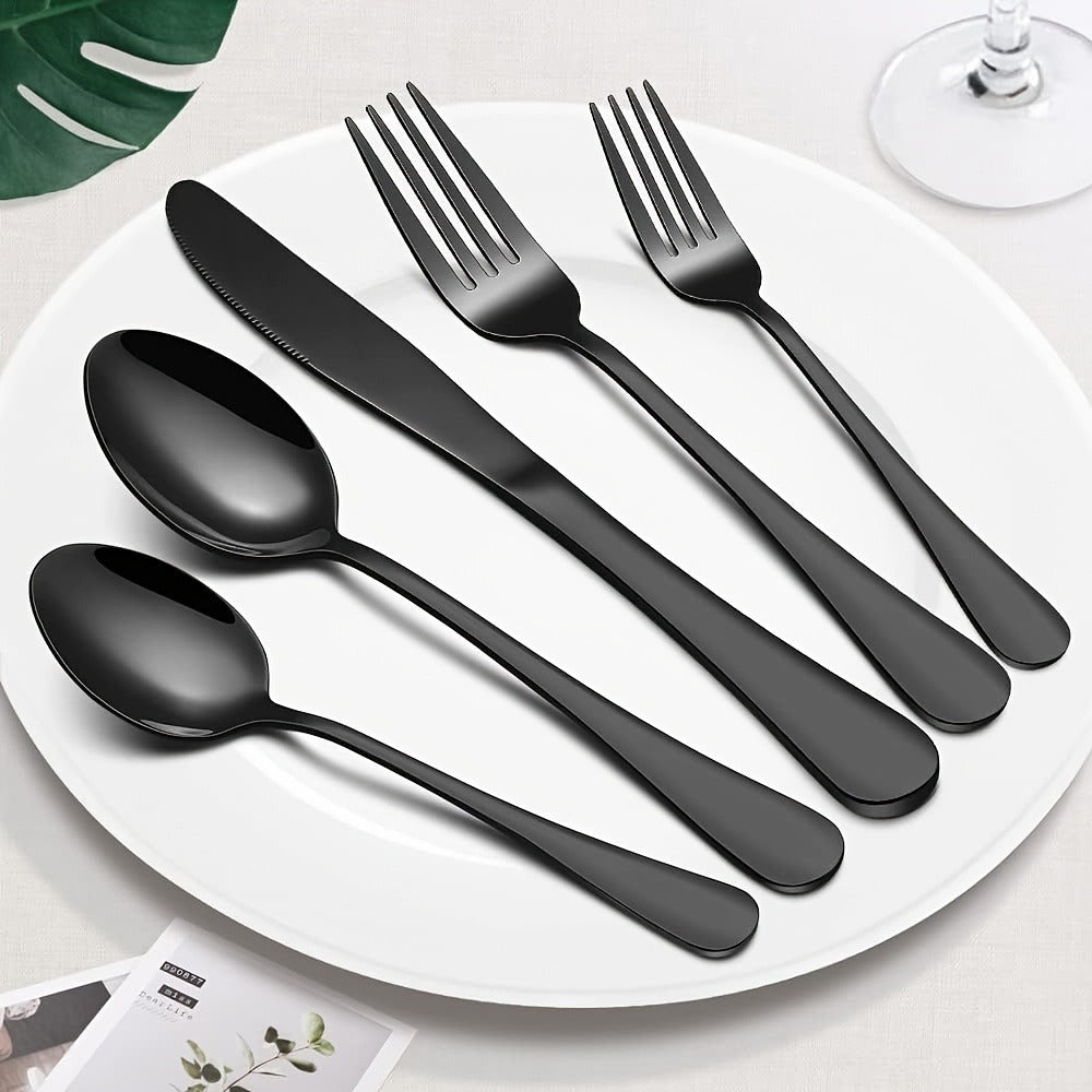 30pcs Golden Stainless Steel Flatware Set for 6 People Mirror Polish Knives Forks Spoons Silverware with Wooden Gift Box for Wedding Celebration Banquet Business Gift