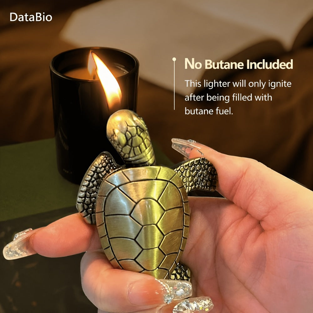 Turtle Lighter Refillable Soft Flame - Creative Novelty Butane Lighter with Adjustable Flame, Aluminum Alloy Shell, Desktop Portable Design, Cool Gift for Men, Birthday Holiday Gift, Golden & Bronze