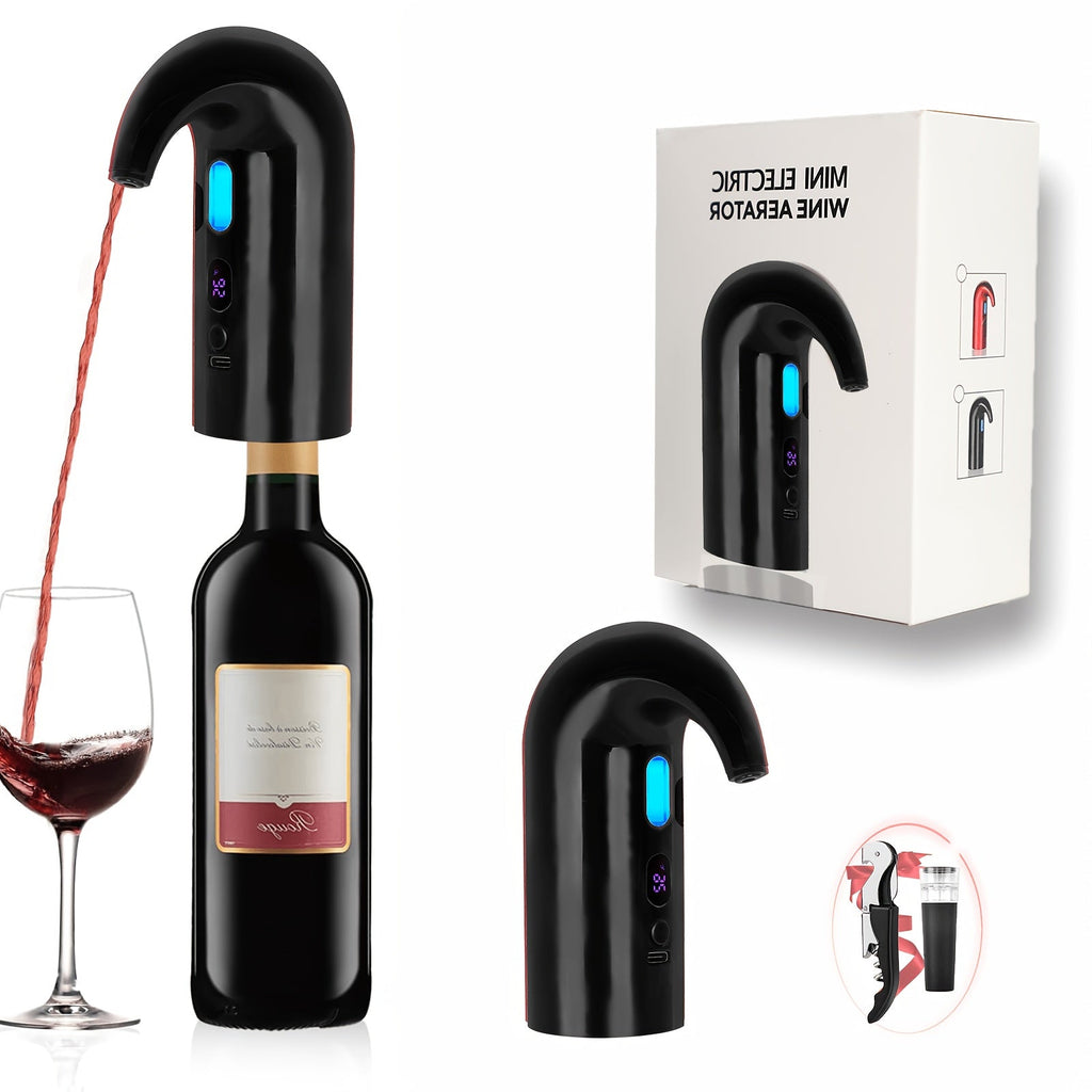 Electric Wine Aerator Decanter Dispenser Set 3-in-1, USB Rechargeable Automatic Wine Pourer with Wine Opener & Stopper, Gift for Wine Lovers