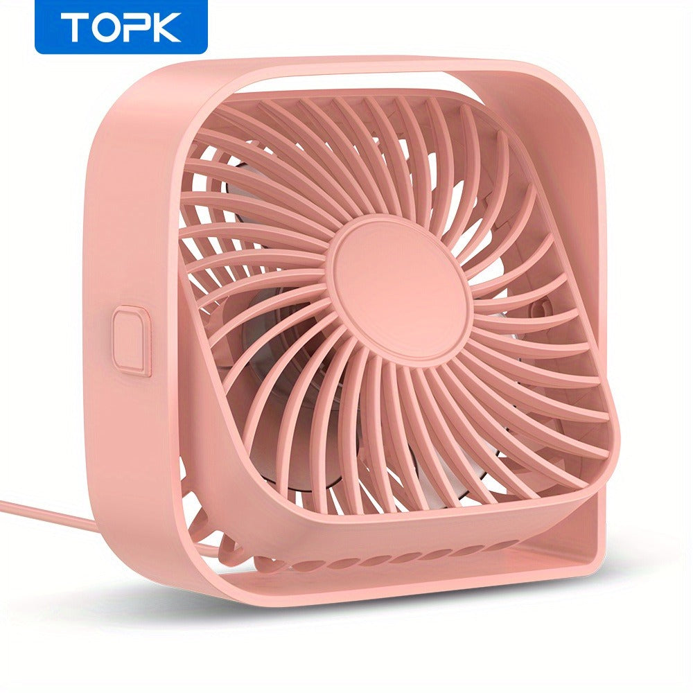 USB Desk Fan Portable, Small Personal Fan 3 Speed Settings 360¡ã Rotation Silent Operation, Compact Lightweight USB Powered Cooling Fan for Home Office Dorm Bedroom Travel, Grey Blue Pink White