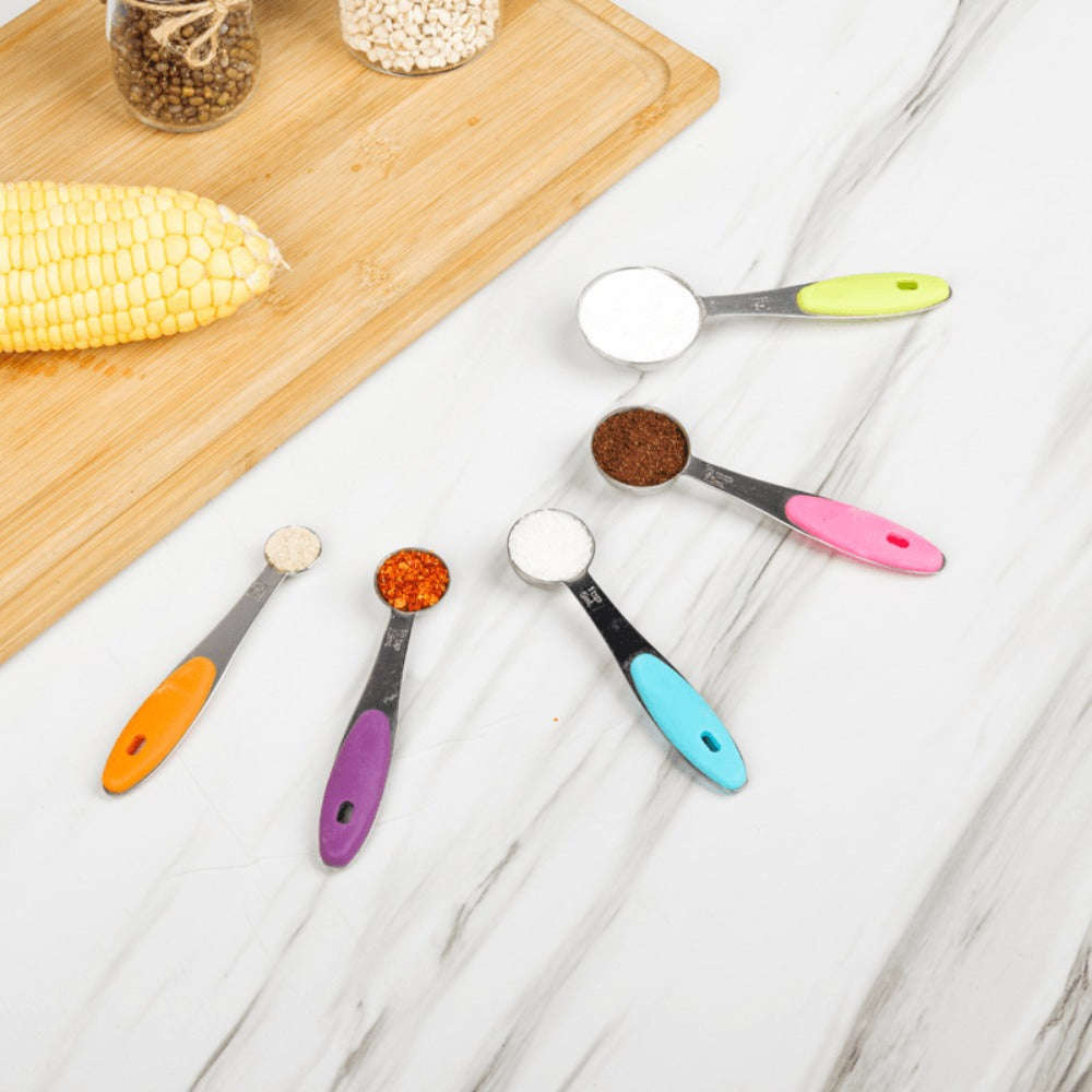 Measuring Cups and Spoons Set 10-Piece Stainless Steel with Silicone Handle ¨C Precise Baking & Cooking Measurement Tools | Dishwasher Safe | Christmas Kitchen Gift