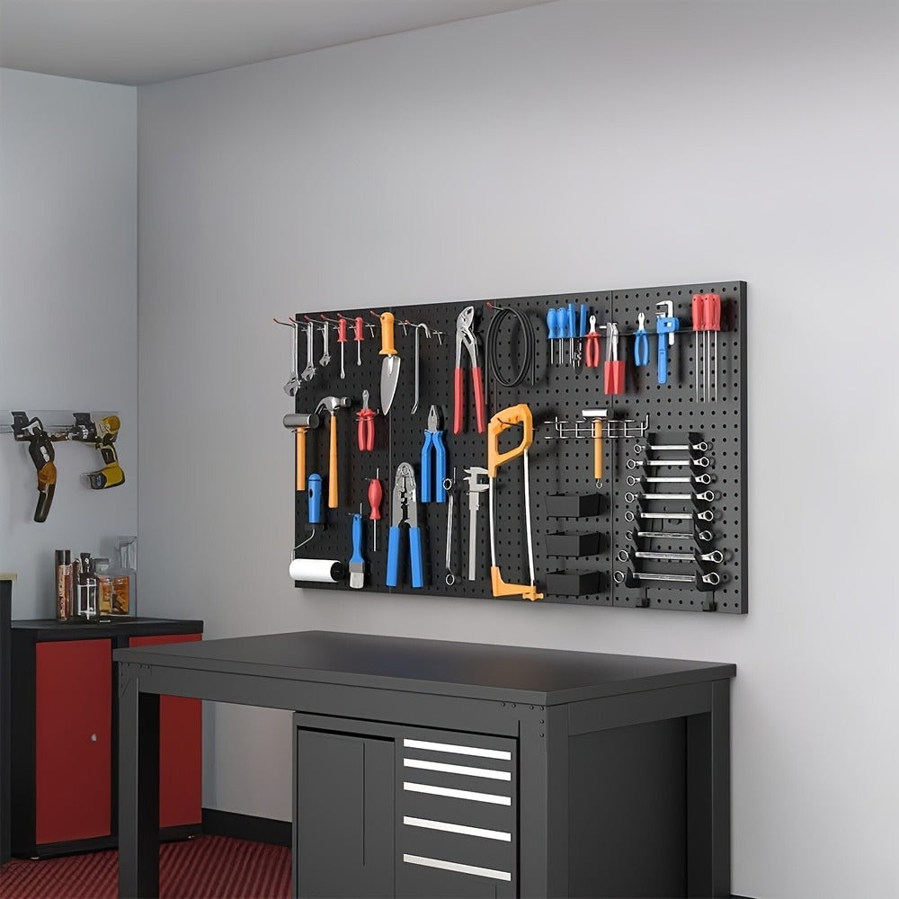 Pegboard Wall Organizer with Metal Hooks - Heavy Duty Garage Tool Storage Board for Workshop Warehouse Wall Mount - Space Saving Tool Rack System for Garage Organization