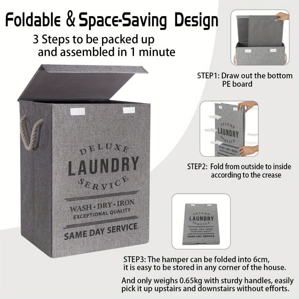 Collapsible Laundry Hamper with Lid ¨C 22.45 Gallon Large Foldable Laundry Basket Bin for Clothes, Bedroom Organizer & Toy Storage ¨C Black, Gray, 1-Pack & 3-Pack Options