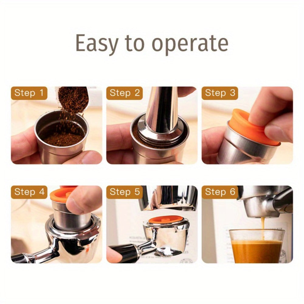 Reusable Coffee Filter Capsule for Illy Y3.2 & X7.1 Machines, Stainless Steel Refillable Coffee Pod Cup with Tamper, Eco-Friendly Reusable Espresso Capsule Accessory