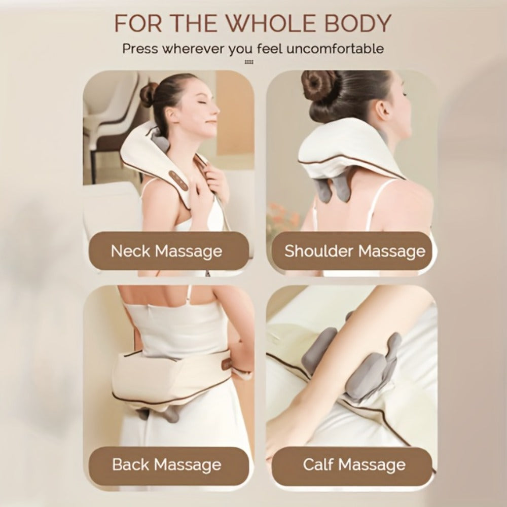 Neck Massager Shiatsu with Heat ¨C 6-Node Deep Kneading Wireless Massager for Neck, Shoulders & Trapezius Muscles | Hands-Free Electric Neck & Shoulder Massager with Heating Function
