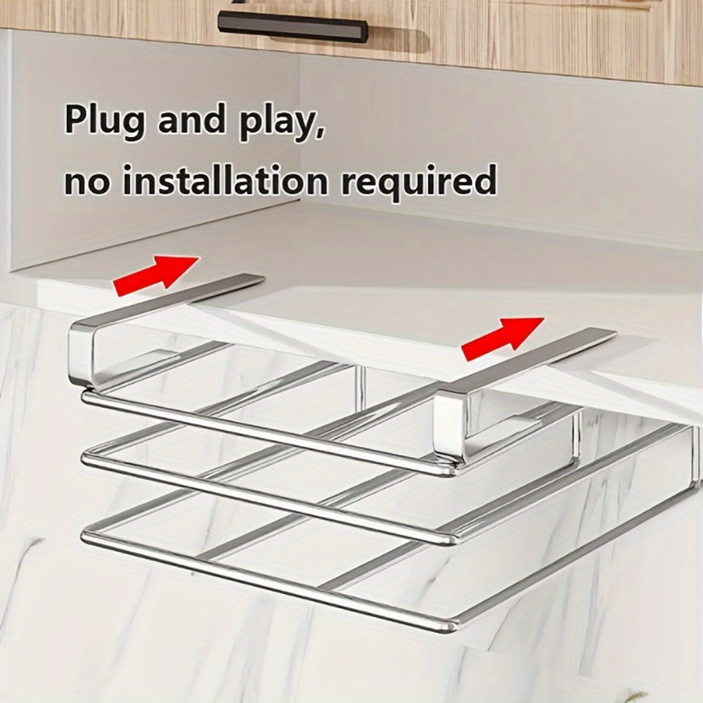 Kitchen Hook Rack for Cutting Boards Lids & Cabinet Door ¨C Heavy Duty Carbon Steel Wall Mounted Organizer for Kitchen Tools & Bathroom Supplies, Rust-Resistant Black