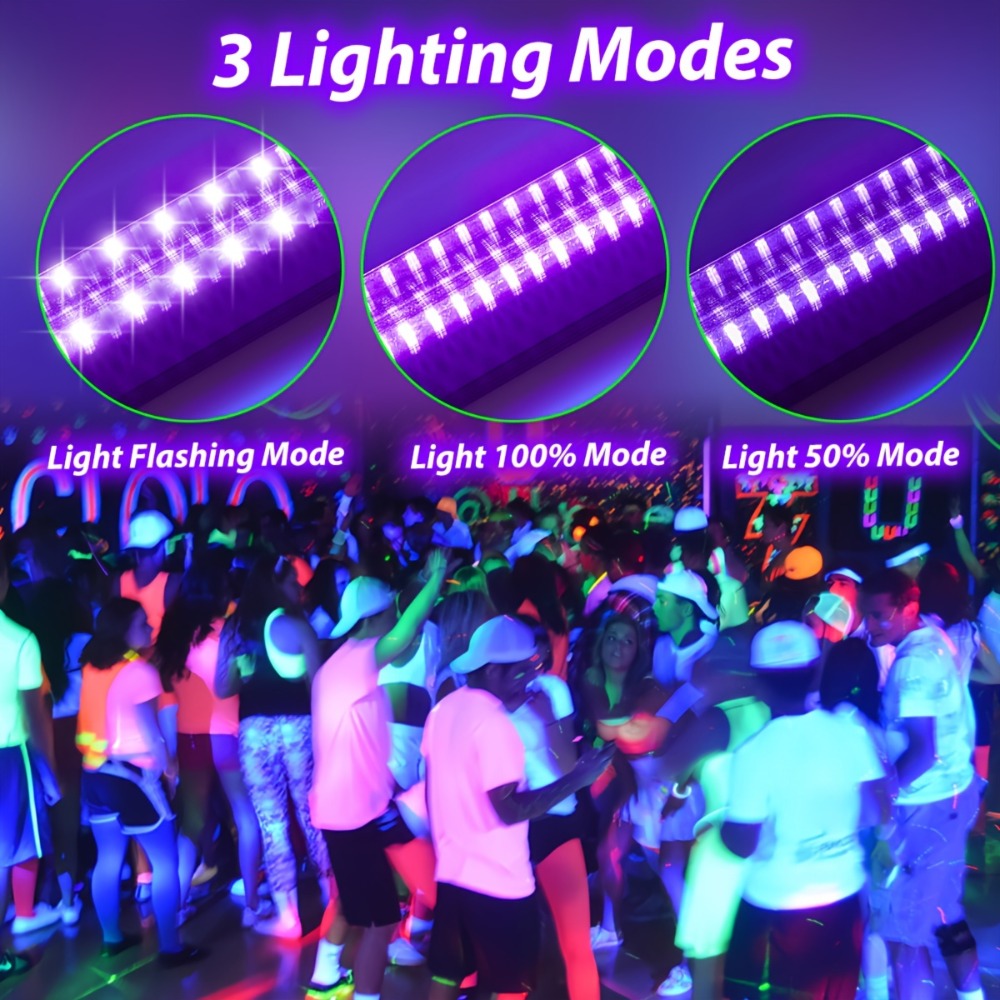 UV Black Light Bars & Strips 8-Piece Set ¨C 385-400nm USB Powered 5V LED Blacklight for Glow Party, Halloween, Neon Party, Body Paint & Fluorescent Art (4x32cm + 4x250cm)
