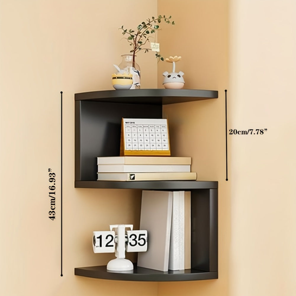 Corner Wall Shelf 3-5 Tier Floating Hanging Corner Shelf Wall Mounted Storage Organizer for Living Room Bedroom Kitchen Bathroom Office