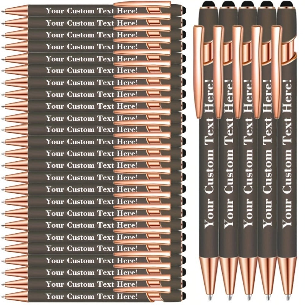Custom Engraved Luxury Pens Bulk Set with Touch Tip & Soft Grip - Personalized with Logo, Name or Text, Elegant Gift Pens for Wedding, Birthday, Christmas, Office, Party Giveaways - 25/30/35/45/50 Pcs