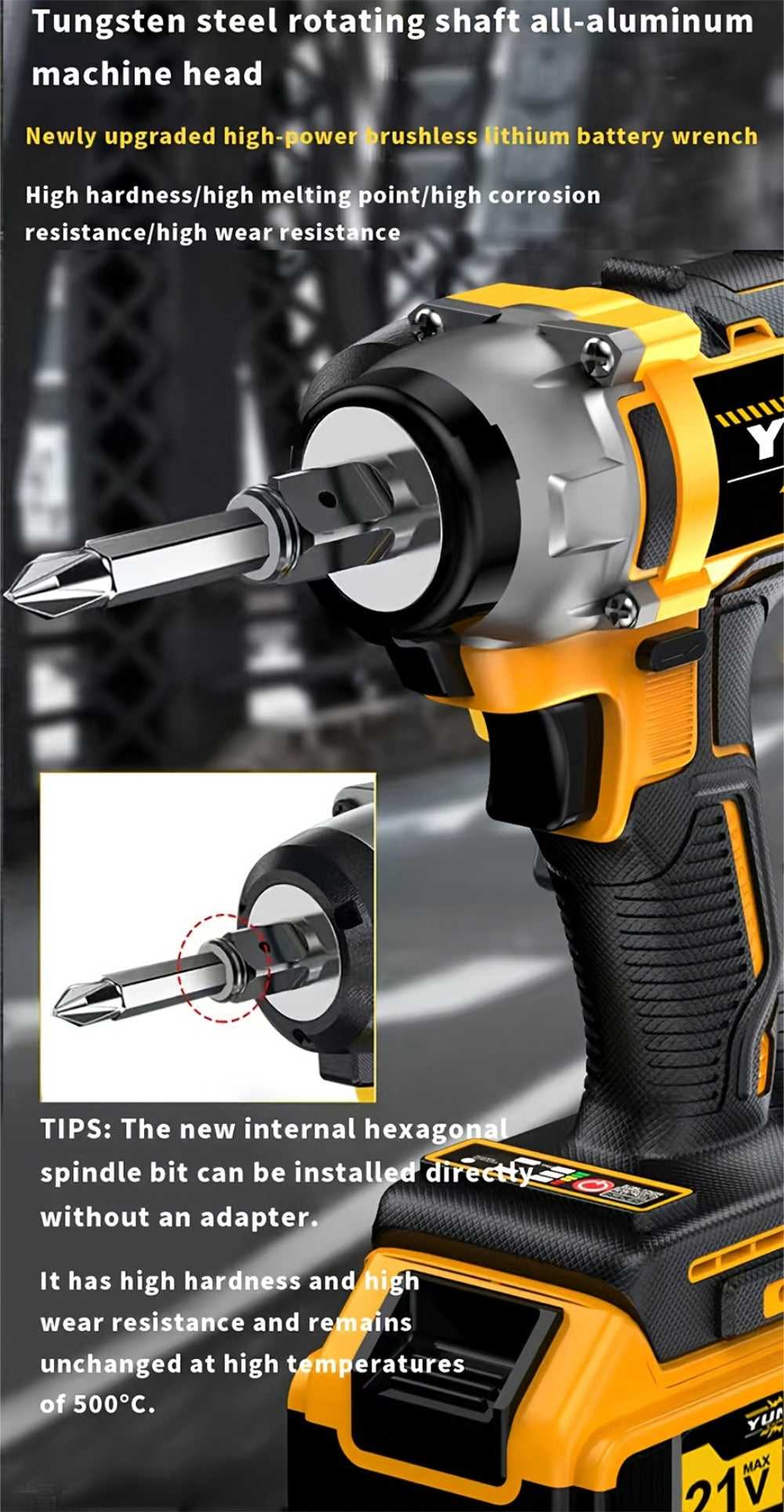 Cordless Impact Wrench 21V Brushless Electric Drill Set with 4000mAh Battery, Toolbox & Full Accessories, Wireless Power Drill for Automotive, Home & Industrial Use, Men's Gift